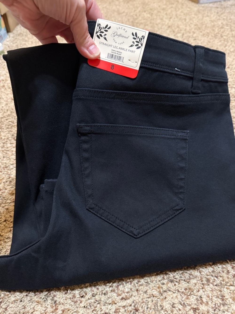 JACHS Girlfriend Black Straight Leg Ankle Pants Womens Size 8 NWT